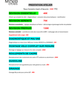 Prestations Atelier MiniB Cycles
